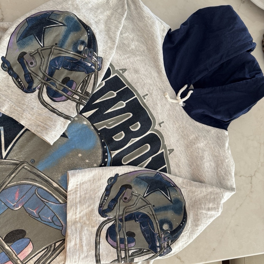 VTG  Dallas Cowboys Super Bowl XXVII 1993 All Over Print Hoodie T Shirt ONE SIZE